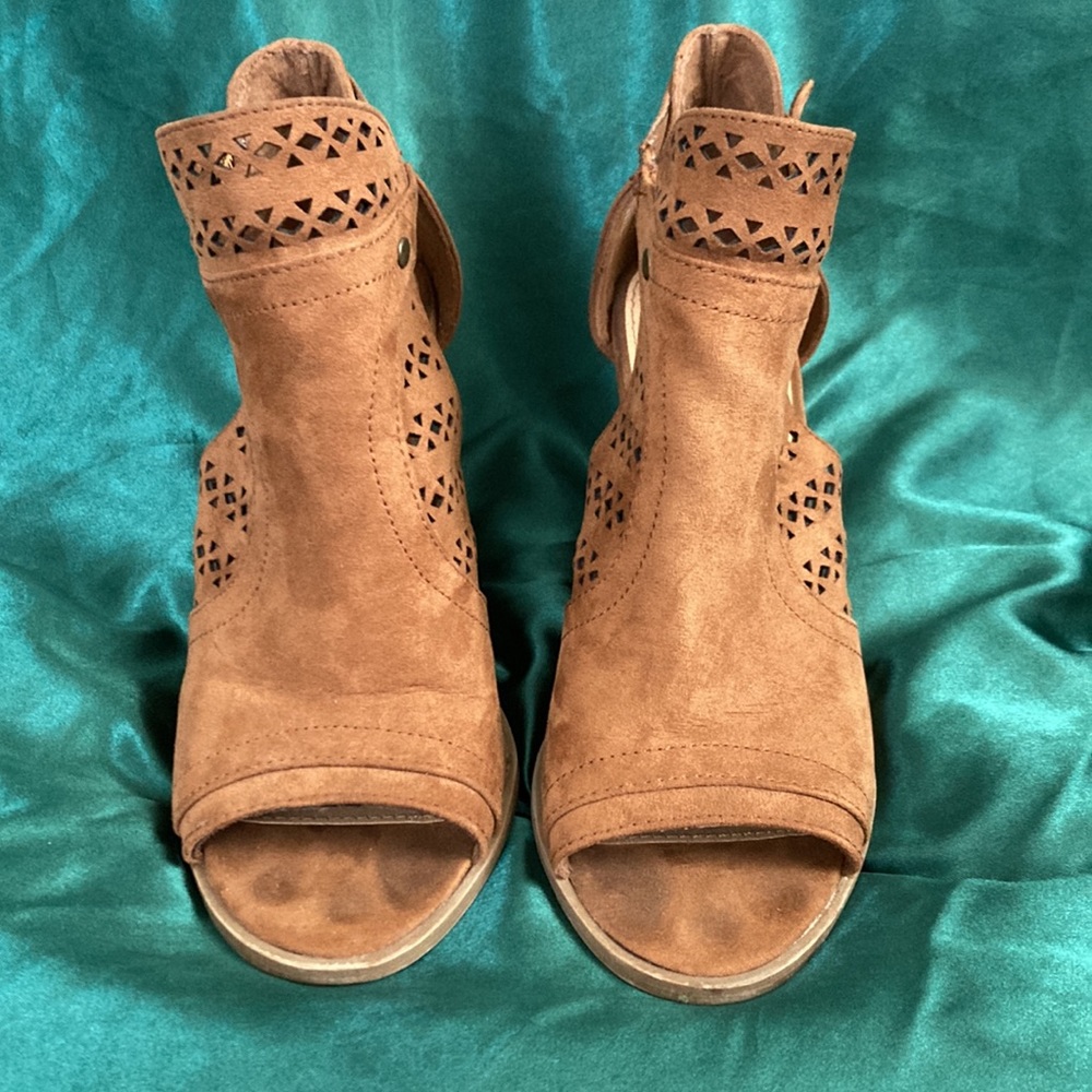 Boho Block Heels with Peep Toe